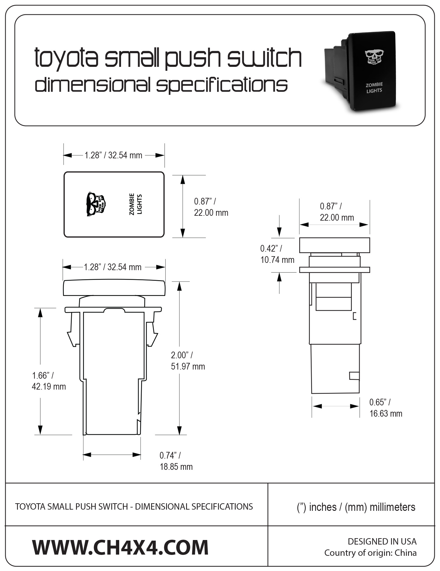 CH4x4 Small Push Switch for Toyota – ARB Compressor Symbol – CH4X4 ...