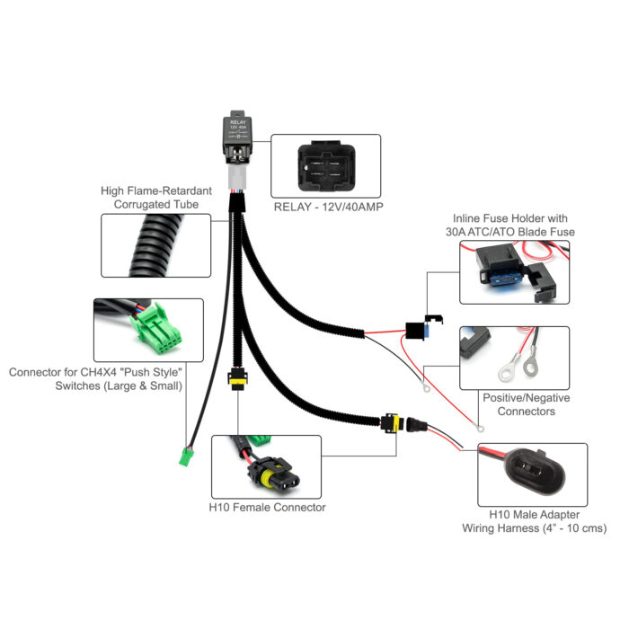 CH4X4 Wiring Harness for Toyota "Push Style" Switches