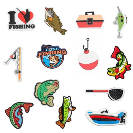 CH4X4 Fishing Shoe Charms – Fisherman Gift for Clogs, Sandals and Sneakers with Holes – Lures, Rods and Outdoor Vibes