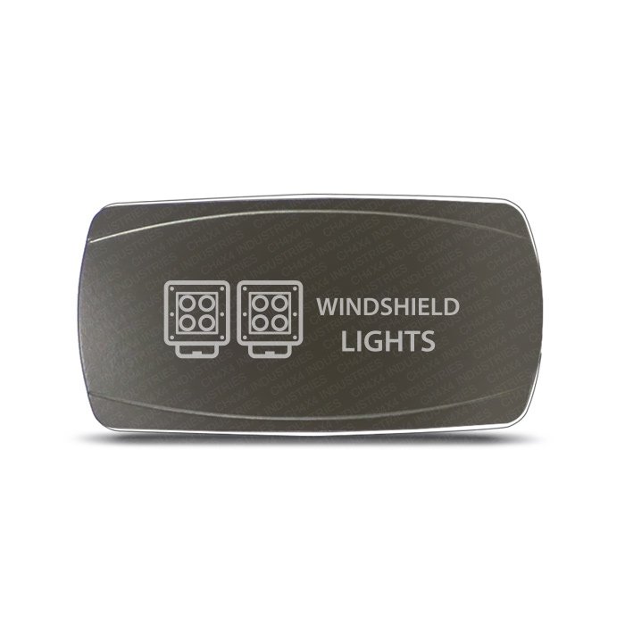 CH4x4 Gray Series Rocker Switch Windshield Lights Symbol – Horizontal – 12V/24V Dual LED Laser-Etched ON/OFF Switch