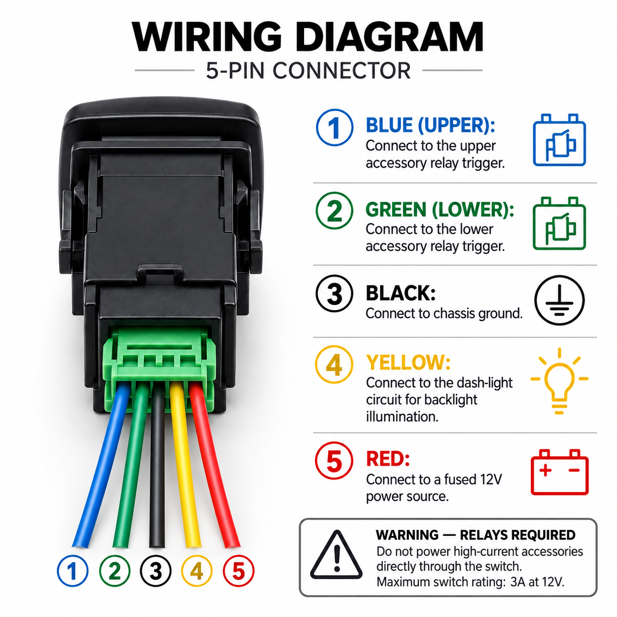 CH4x4 Dual Push Switch for Toyota – Front & Rear Locker Symbol 2 - Image 9